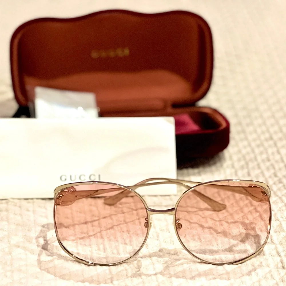 Gucci Gradient Oversize Open Temple Round Sunglasses - Picture 4 of 4